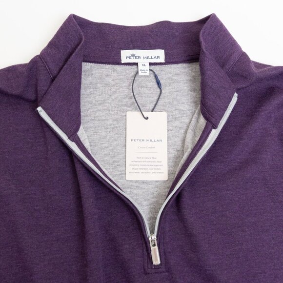 Peter Millar Crown Comfort Quarter-Zip Pullover Purple Mens XL - Picture 7 of 15